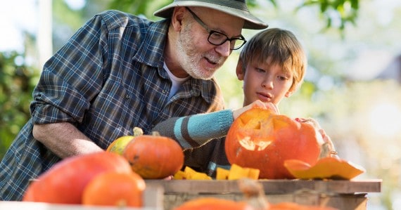 halloween pumpkin carving father and son